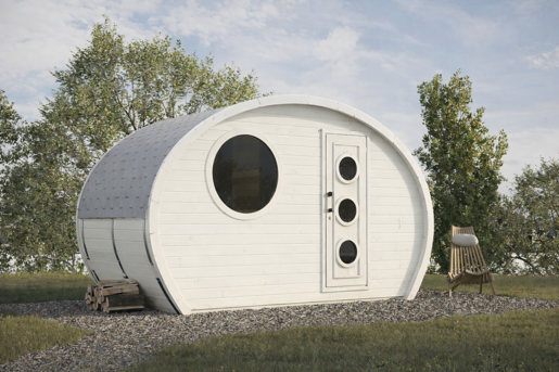 Barrelsauna Ovaal 1.95 Render Exterieur Gecoat
