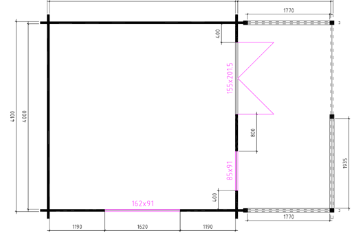 4 X 4 + 2 Plattegrond