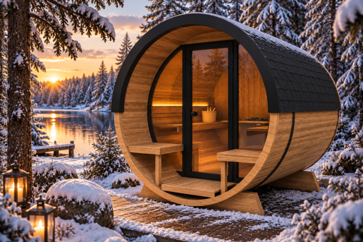 Barrelsauna 2.8 Deluxe Thermowood Black Edition