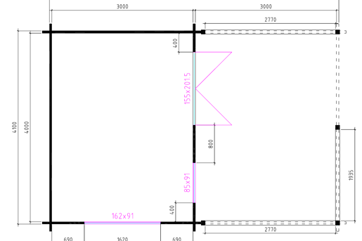 4 X 3 + 3 Plattegrond
