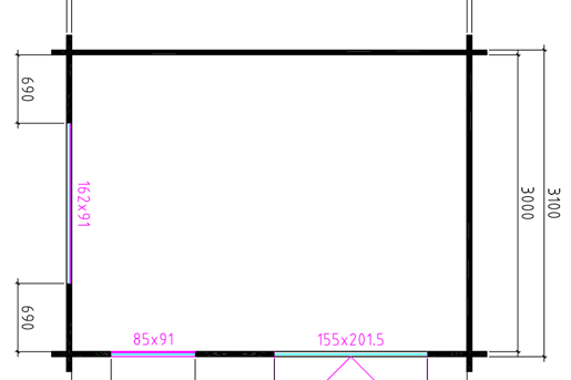 4 X 3 Plattegrond