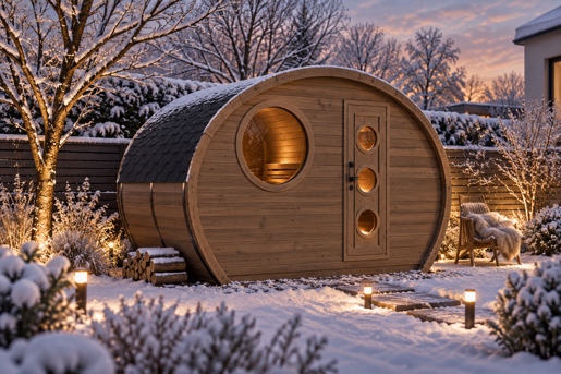 Barrelsauna Oval 1.95 Thermowood Najaar Nieuw
