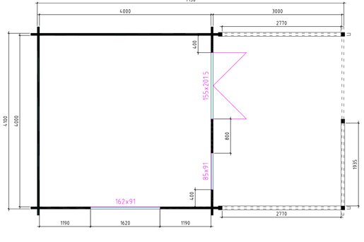 4 X 4 + 3 Plattegrond