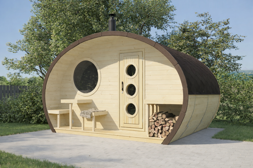 Barrelsauna Ovaal 3.0 Exterieur Gecoat